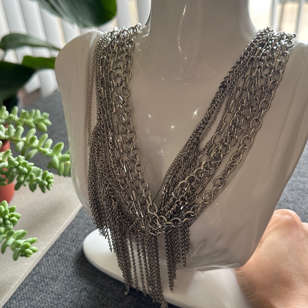 Forever 21 Silver Fringe Necklace